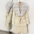 OFTBUY Thickened Warm Duck Down Coat Female Luxury Long Belt New Winter Natural Fox Fur Clothes Women Silm Puffer Jacket Outwear