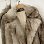 OFTBUY Luxury Oversized Lapel Faux Fur Jacket - Premium Vegan Fur Short Coat for Winter Glamour