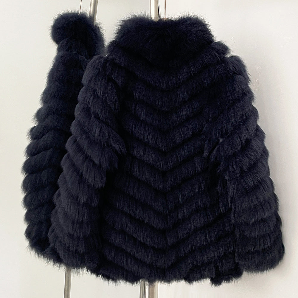 OFTBUY 2-in-1 Reversible Luxury Jacket - 100% Real Fox Fur Coat & Windproof Winter Parka