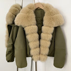 OFTBUY Women's Dcuk Down Coat with Big Real Fox Fur Collar New Winter Warm Thickened Clothing Female Natural Fur Puffer Jacket