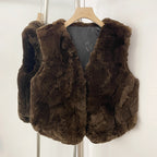 OFTBUY New Autumn Winter Luxury Clothes Outerwear Women's Real Rex Rabbit Fur Vest Fashion V-Neck Natural Fur Waistcoat Female