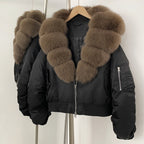 OFTBUY Short Thickened Warm Puffer Jacket Female New Autumn Winter Real Fox Fur Collar Clothes Women Natural Fur Duck Down Coat