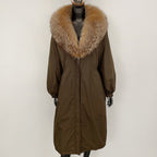 OFTBUY New Zipper Autumn Winter Clothes Women Natural Fox Fur Collar Goose Down Coat Long Warm Thickened Real Fur Puffer Jacket
