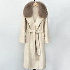 OFTBUY New Autumn Winter Long Clothing Women Natural Fur Woolen Jaket Female Fashion Warm Wool Coat with Real Fox Fur Collar