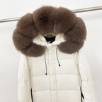 OFTBUY Natural Fox Fur Coat New Winter Clothes Women Fashion Long Hooded White Duck Down Overcoat Real Fur Puffer Jacket Female