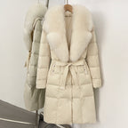 OFTBUY New Winter Real Fox Fur Long Clothes Women Belt Thickened Warm Natural Fur Duck Down Female Luxury Fashion Puffer Jacket