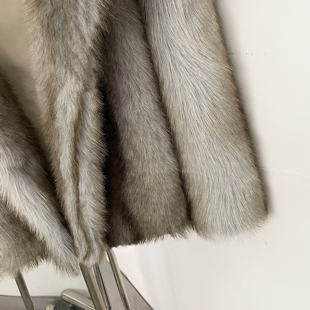 OFTBUY Chic Oversized Lapel Faux Fur Jacket - Premium Vegan Fur Winter Coat with Soft Texture