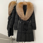 OFTBUY Thickened Warm Duck Down Coat Female Luxury Long Belt New Winter Natural Fox Fur Clothes Women Silm Puffer Jacket Outwear