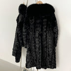 OFTBUY New Winter Natural Fox Fur Clothing Women Long Thickened Warm Real Mink Fur Coat Female Black Long Sleeves Outerwear