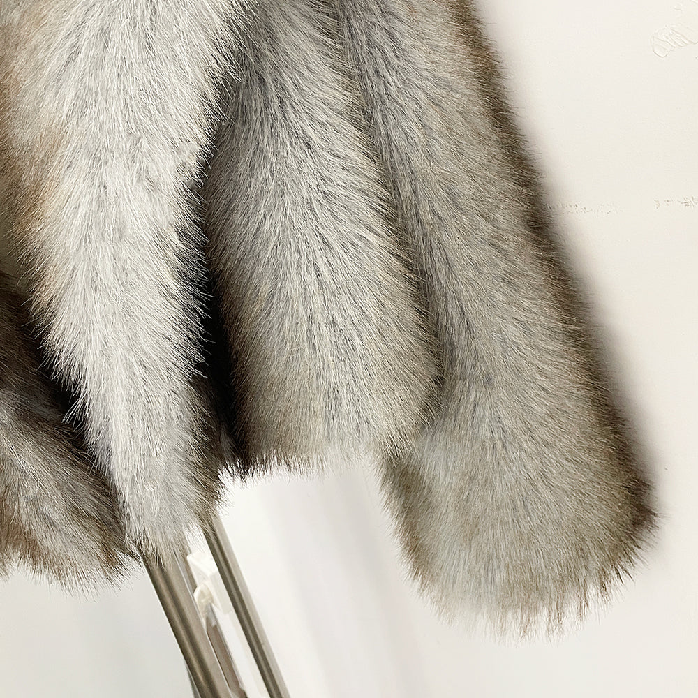 OFTBUY Luxury Oversized Lapel Faux Fur Jacket - Premium Vegan Fur Short Coat for Winter Glamour