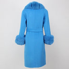 OFTBUY Winter Jacket Women Long Natural Wool Blends Cashmere Real Fur Coat Double Breasted Belt Warm Streetwear New Fashion