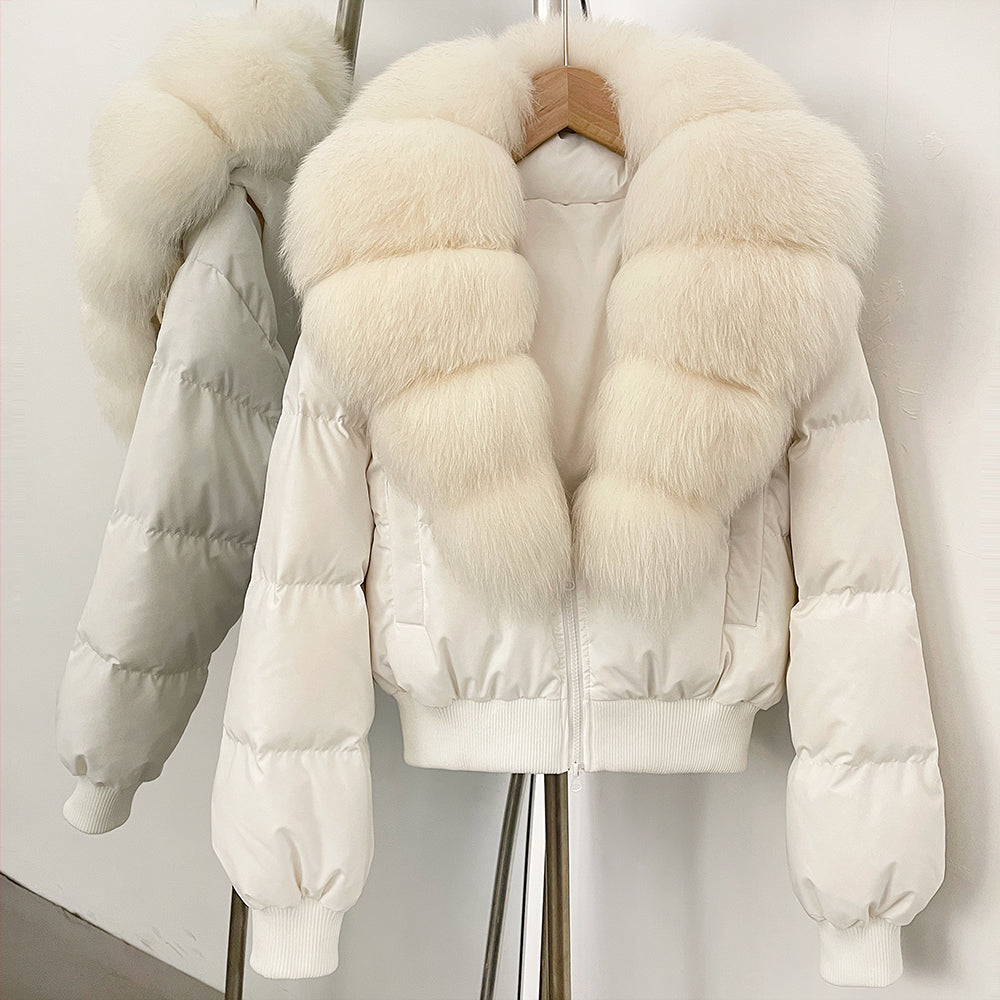 OFTBUY Knit Cuff Short Real Fox Fur Collar Duck Down Coat Female New Autumn Winter Clothes Women Genuine Fur Puffer Jacket