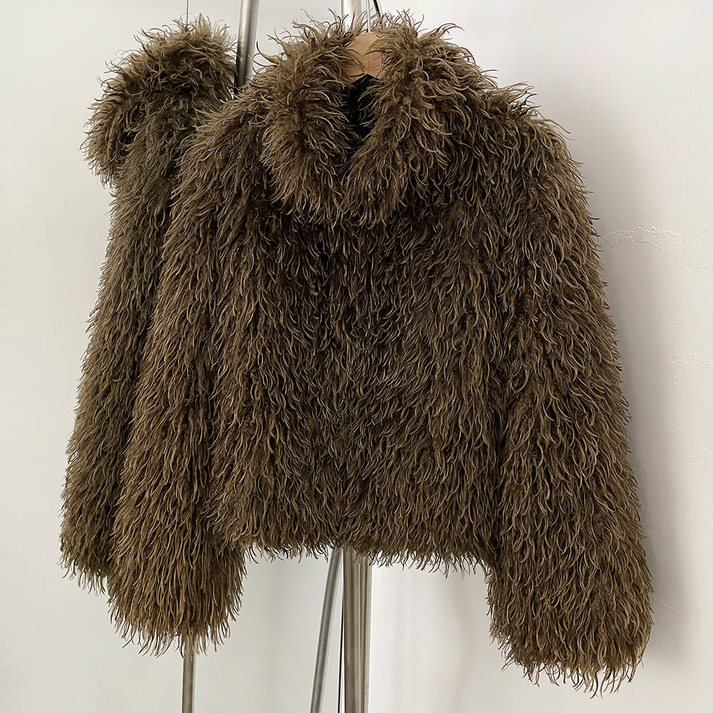 OFTBUY Wholesale Faux Fur Coat Female Artificial Mongolian Sheep Fur Fluffy Jacket Women New Winter Thickened Warm Outerwear Lady