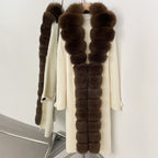 OFTBUY Elegant Fashion Outerwear Female New Women's Knit Long Coat with Full Real Fox Fur Warm Winter Natural Fur Collar Sweater