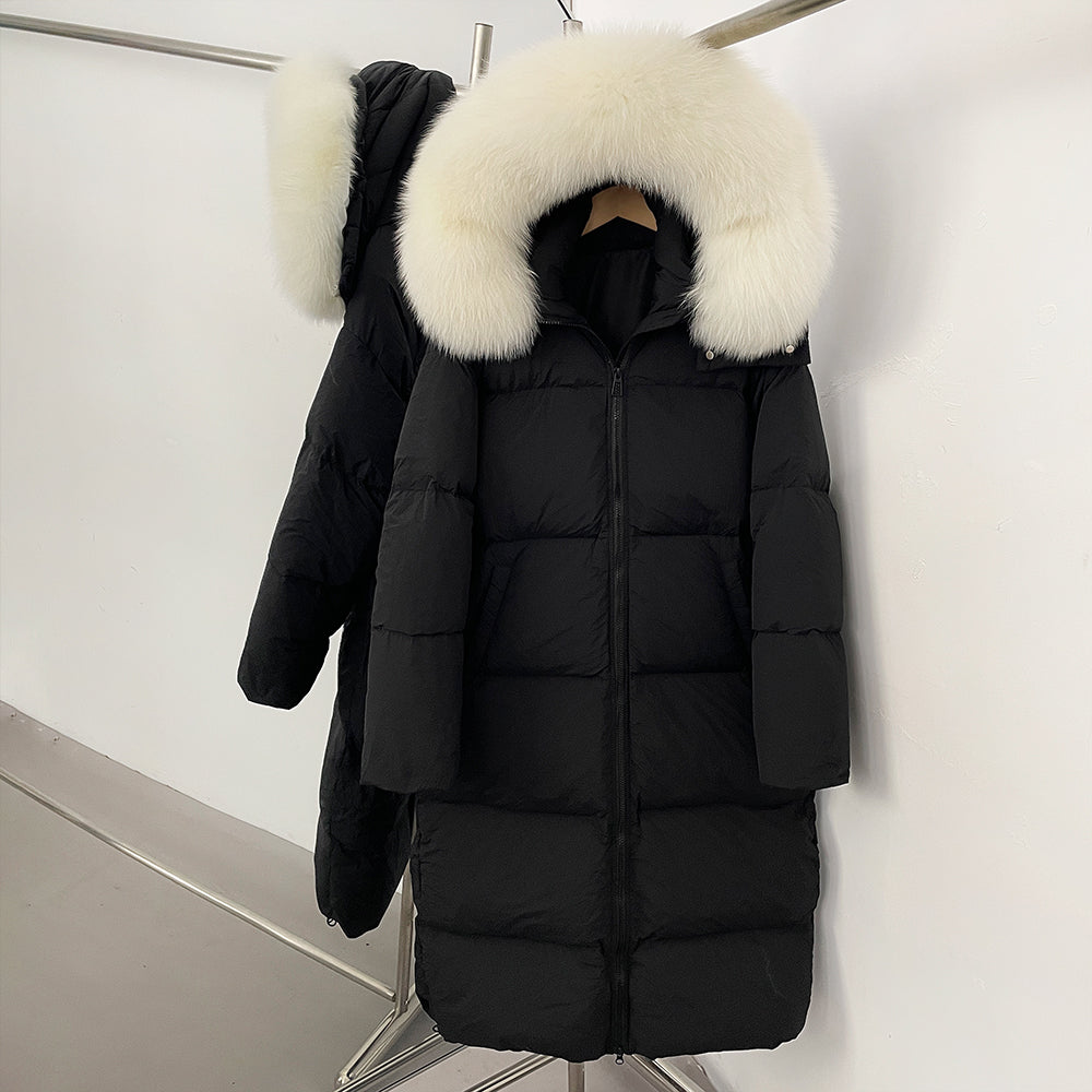 OFTBUY Duck Down Warm Windproof Puffer Coat New Women's Long Hooded Down Jacket Real Fur Collar Winter Thickened Parka Outerwear