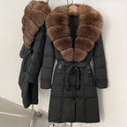 OFTBUY Thickened Warm Duck Down Coat Female Luxury Long Belt New Winter Natural Fox Fur Clothes Women Silm Puffer Jacket Outwear