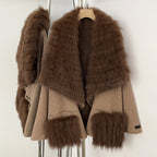 OFTBUY Fur Pockets Winter Luxury Outerwear Woolen Jacket Female New Women's Double Face Wool Coat with Large Real Fox Fur Collar
