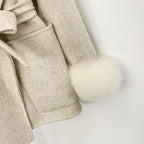 OFTBUY Pockets Elegant Warm Winter Fashion Outerwear Female New Women's Double-Faced Wool Coat Lapel Collar Belt Real Fox Fur