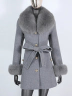 OFTBUY Double-sided Wool Coat Female New Autumn Winter Real Fox Fur Clothes Women Detachable Fur Cuffs Woolen Cashmere Jacket