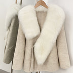 OFTBUY New Autumn Winter Double-sided Wool Jacket Elegant Real Fox Fur Collar 100% Wool Coat Female Woolen Blends Clothes Women