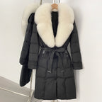 OFTBUY New Winter Real Fox Fur Long Clothes Women Belt Thickened Warm Natural Fur Duck Down Female Luxury Fashion Puffer Jacket