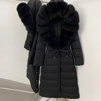 OFTBUY Hooded Winter White Duck Down Coat Large Real Fox Fur Collar X-Long Puffer Jacket Women Thick Female Parkas With Belt