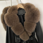 OFTBUY Long Faux Leather Jacket with Faux Fur Collar New Autumn Winter Clothes Women Fashion Belt Pocket Coat Female Streetwear