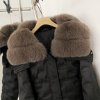 OFTBUY Thickened Warm Fluffy Real Fox Fur Puffer Jacket Women Short Long Sleeve White Duck Down Coat Female New Winter Clothing