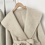 OFTBUY Pockets Elegant Warm Winter Fashion Outerwear Female New Women's Double-Faced Wool Coat Lapel Collar Belt Real Fox Fur