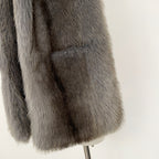 OFTBUY Luxury Long-Line Faux Fur Gilet - Premium Vegan Fox Fur Sleeveless Overcoat with Oversized Shawl Collar
