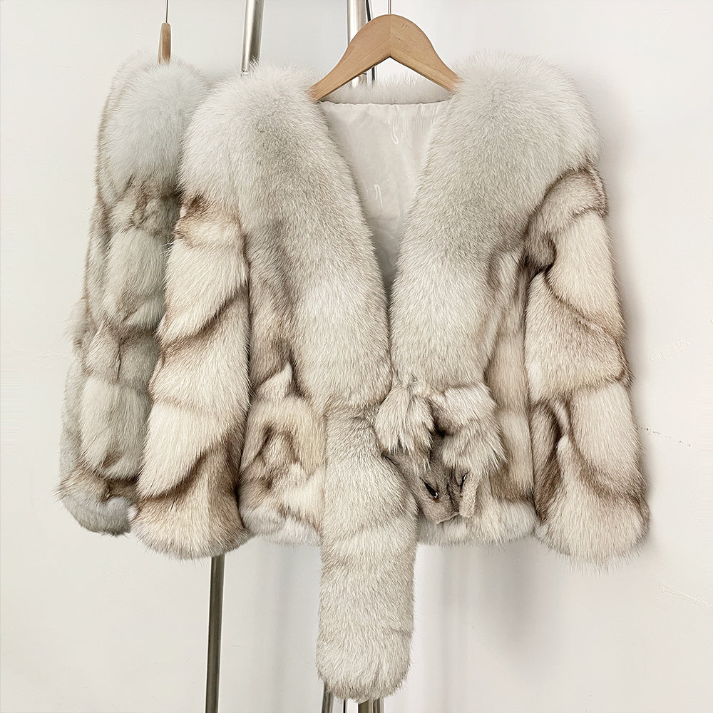 OFTBUY New Arrival Women Real Natural Fox Fur Coats Autumn Winter Wholeskin Fox Fur Short Jacket Warm Real Fox Fur Overcoats