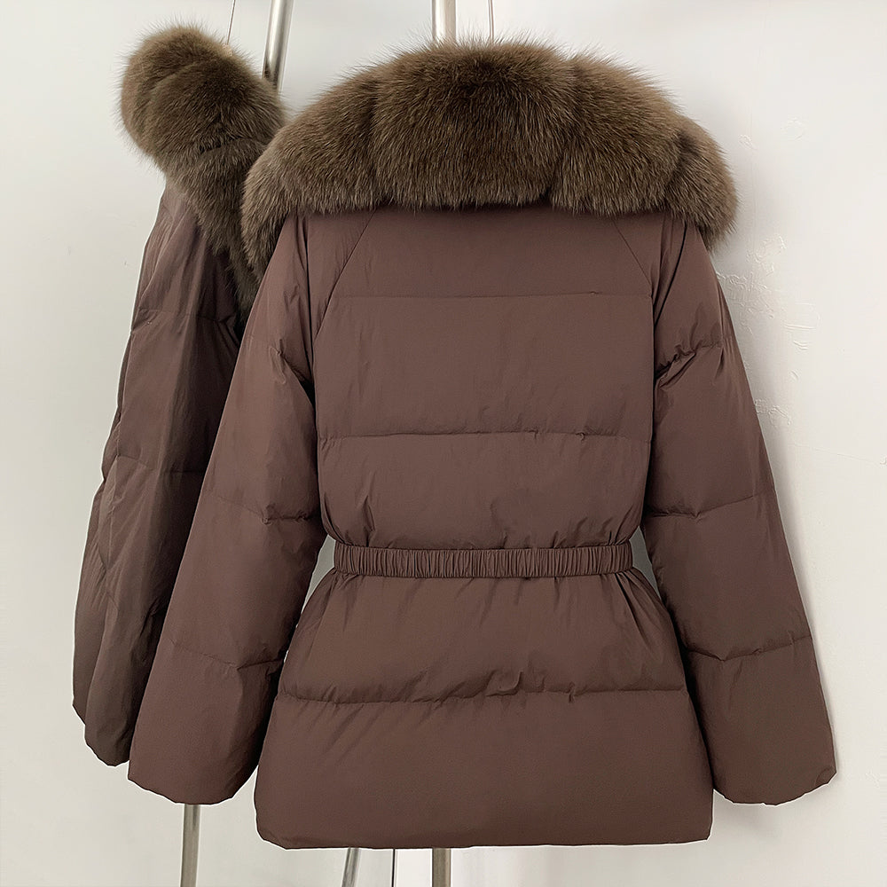 OFTBUY Big Natural Fox Fur Collar Puffer Jacket Female New Autumn Winter Thick Warm Clothes Women Fluffy Real Fur Duck Down Coat