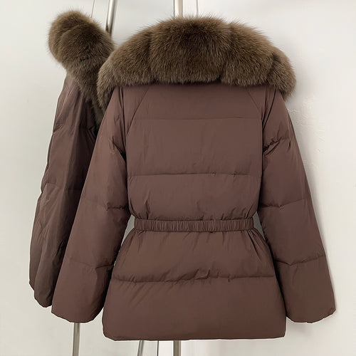 OFTBUY Big Natural Fox Fur Collar Puffer Jacket Female New Autumn Winter Thick Warm Clothes Women Fluffy Real Fur Duck Down Coat