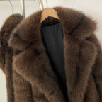 OFTBUY Chic Oversized Lapel Faux Fur Jacket - Premium Vegan Fur Winter Coat with Soft Texture