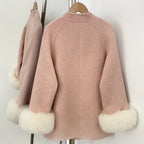 OFTBUY Warm Long Sleeves Woolen Jacket Female New Autumn Winter Clothes Women Fashion 100% Wool Coat with Real Fox Fur Cuffs =