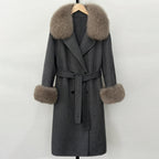OFTBUY Wholesale New Autumn Winter Clothes Women Real Fox Fur 100% Wool Coat Female Fashion Warm Long Natural Fur Woolen Jacket