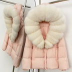 OFTBUY Big Real Fox Fur Collar Duck Down Coat Female New Winter Hooded Warm Down Clothes Women Natural Raccoon Fur Puffer Jacket