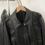 OFTBUY New Vintage Biker Outerwear Female Women's Black Faux Leather Cropped Bomber Jacket PU Aviator Coat with Elastic Hem