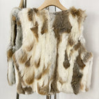 OFTBUY New Autumn Winter Clothes Outerwear Women Natural Patchwork Real Rex Rabbit Fur Vest V-Neck Natural Fur Waistcoat Female