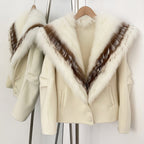 OFTBUY Pockets Warm Winter Luxury Elegant Fashion Outerwear New Women's Double Face Wool Coat with Contrast Real Fox Fur Collar