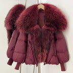 OFTBUY New Women's Duck Down Jacket Whit Large Real Fox Fur Collar Puffy Sleeve Warm Loose Puffer Jacket Winter Luxury Outerwear