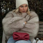 OFTBUY Cropped Faux Fox Fur Jacket