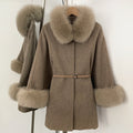 OFTBUY Belt Loose Cloak Natural Fur Woolen Jacket Real Fox Fur Collar and Cuffs Wool Coat Female New Autumn Winter Clothes Lady