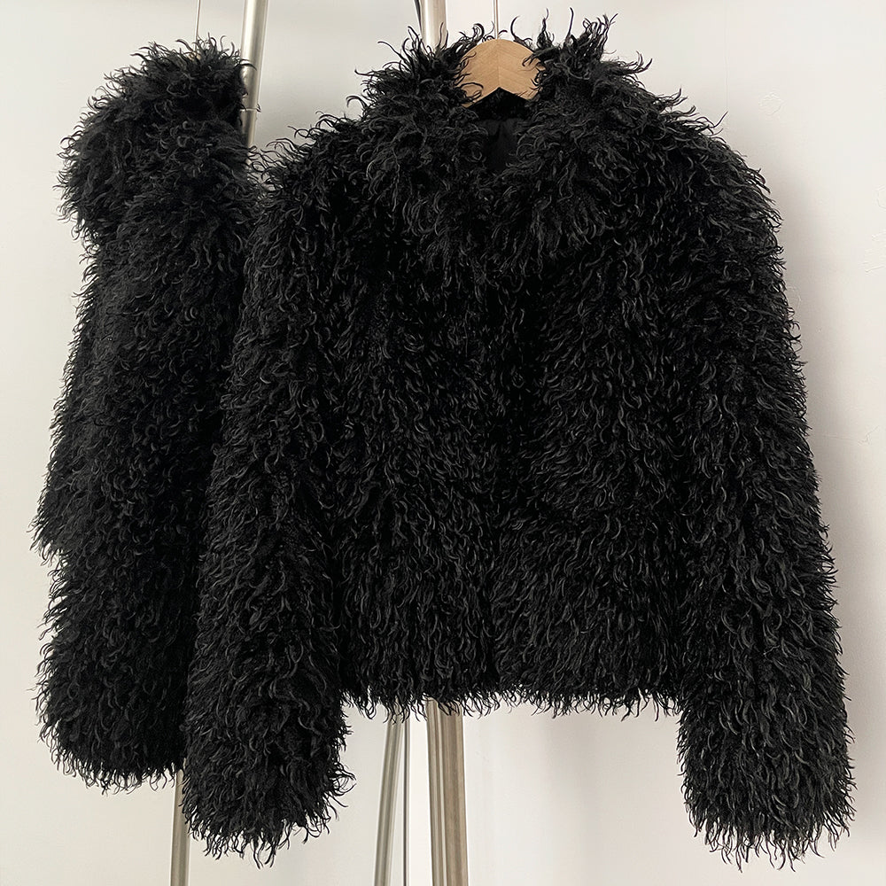 OFTBUY Wholesale Faux Fur Coat Female Artificial Mongolian Sheep Fur Fluffy Jacket Women New Winter Thickened Warm Outerwear Lady