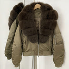 OFTBUY Short Thickened Warm Puffer Jacket Female New Autumn Winter Real Fox Fur Collar Clothes Women Natural Fur Duck Down Coat