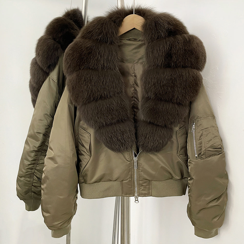 OFTBUY Short Thickened Warm Puffer Jacket Female New Autumn Winter Real Fox Fur Collar Clothes Women Natural Fur Duck Down Coat