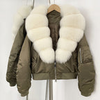 OFTBUY Short Thickened Warm Puffer Jacket Female New Autumn Winter Real Fox Fur Collar Clothes Women Natural Fur Duck Down Coat