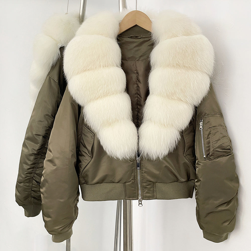 OFTBUY Short Thickened Warm Puffer Jacket Female New Autumn Winter Real Fox Fur Collar Clothes Women Natural Fur Duck Down Coat