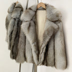 OFTBUY Chic Oversized Lapel Faux Fur Jacket - Premium Vegan Fur Winter Coat with Soft Texture