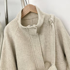 OFTBUY Short Zipper Real Fox Fur Woolen Jacket Fashion Casual Long Sleeves Woo Coat Female with Bag New Autumn Clothes Women